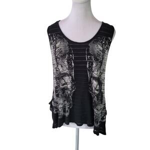 Hot Topic Size EST M Skeleton Skull Open Side Sleeveless Sheer Tank Goth Punk